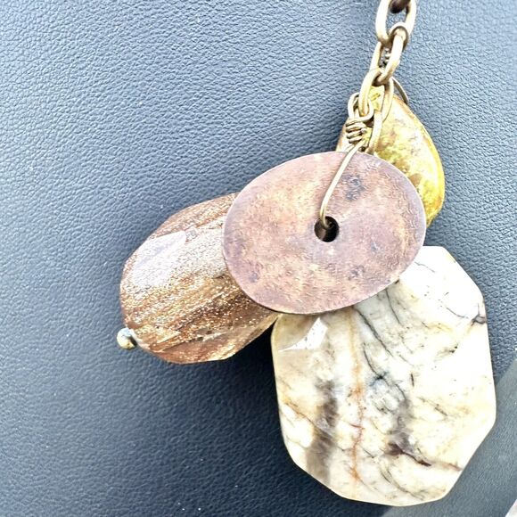 Boho Green Gemstone & Glass Lariat Necklace Layered Earthy Style Fairycore 54” - Picture 3 of 7